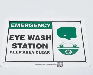 Accuform Signs - Lab Safety Supply - MFSD928VP - Wall Sign First Aid Sign Lab Safety Supply Emergency Eye Wash Station w/Symbol