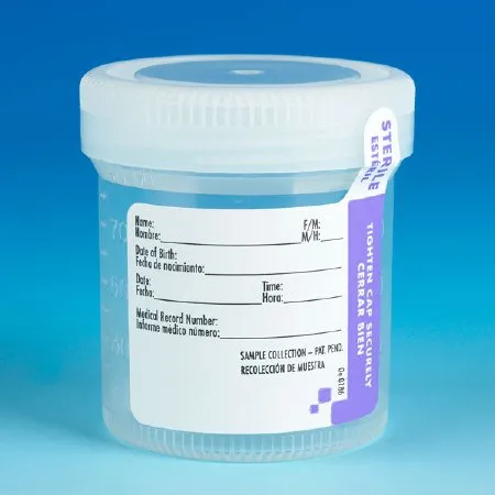 Globe Scientific - Tite-Rite - 6526 - Specimen Container Tite-Rite 53 mm Opening 90 mL (3 oz.) Screw Cap Patient Information Sterile
