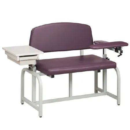 Clinton Industries - Lab X Series Bariatric - 66002B-3BG - Blood Drawing Chair Lab X Series Bariatric Padded Flip Up Arm Burgundy
