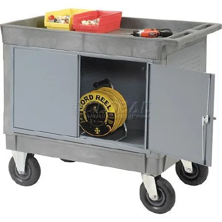 Global Industrial - 241738 - Mobile Tray Top Shelf Maintenance Cart Plastic & Steel 26 X 38 X 40 Inch Gray