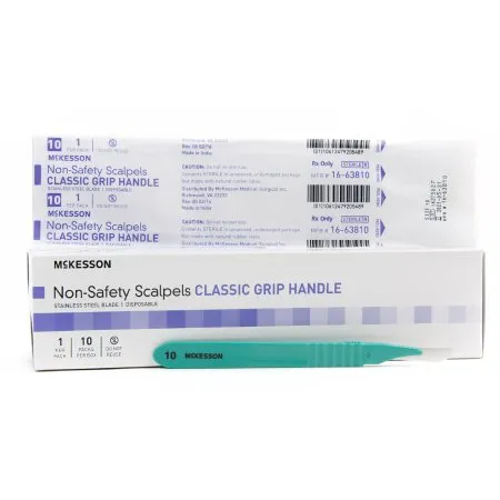 McKesson - 16-63810 - Scalpel No. 10 Stainless Steel / Plastic Classic Grip Handle Sterile Disposable