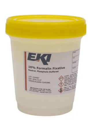 EK Industries - 24499-12X500ML - Prefilled Formalin Container 250 mL Fill in 500 mL (16.9 oz.) Screw Cap Warning Label / Patient Information NonSterile