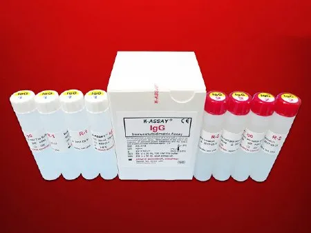 Kamiya Biomedical - K-ASSAY - KAI-014 - Reagent Kit K-ASSAY Antibody Test Immunoglobulin G (IgG) For Chemistry Analyzers Capable of Accurate Readings at 700 nm 320 Tests R1: 4 X 20 mL  R2: 4 X 20 mL