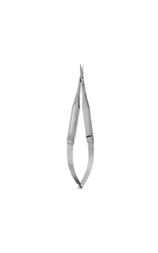 V. Mueller - OP5502 - Micro Iris Scissors V. Mueller 4-3/8 Inch Length Surgical Grade Stainless Steel NonSterile Thumb Handle with Spring Curved Sharp Tip / Sharp Tip