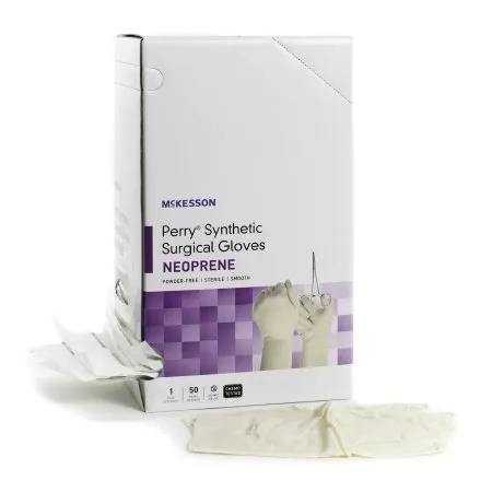 McKesson - 20-2655N - Perry Synthetic Surgical Gloves Surgical Glove Perry Synthetic Surgical Gloves Size 5.5 Sterile Polychloroprene Standard Cuff Length Smooth Cream Chemo Tested