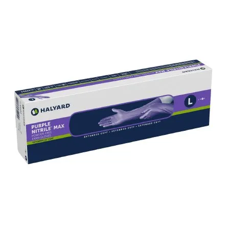 O&M Halyard - Purple Nitrile Max - 44994 - Exam Glove Purple Nitrile Max Large Nonsterile Nitrile Extended Cuff Length Fully Textured Purple Not Rated