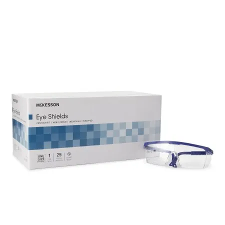 McKesson - 16-2291 - BrandProtective Glasses  Brand Side Shield Clear Tint Blue / Clear Frame Over Ear One Size Fits Most