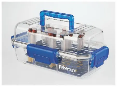 Fisher Scientific - Fisherbrand - 12006916 - Specimen Storage / Transport Box Fisherbrand 6-3/4 X 8-1/5 X 15-1/5 Inch Clear / Blue ABS 72 Place Capacity