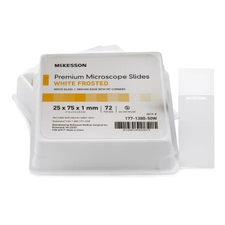 McKesson - 177-1380-50W - Microscope Slide 25 X 75 X 1 mm White Frosted End