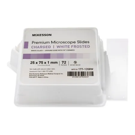 McKesson - 177-1358W - Charged Microscope Slide 25 X 75 X 1 mm White Frosted End