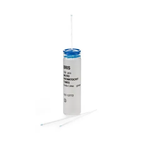 Mckesson - 177-51602 - Mckesson Capillary Blood Collection Tube Micro-Hematocrit Plain 1.1 X 75 Mm 75 Μl Blue Stripe Without Closure Glass Tube