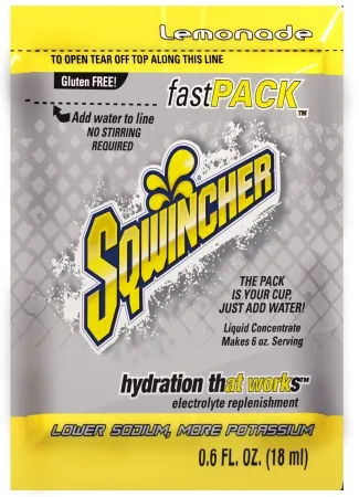 Kent Precision Foods - Sqwincher Fast Pack - 159015303 - Oral Electrolyte Solution Sqwincher Fast Pack Lemonade Flavor 0.6 Oz. Electrolyte