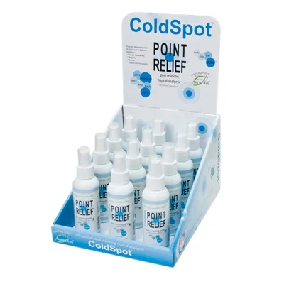 Fabrication Enterprises - 11-0760-12 - Point Relief ColdSpot Lotion - Retail Display with 12 Spray Bottle