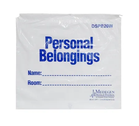 Medegen Medical Products - DSPB20W - Patient Belongings Bag 18 X 20 Inch Plastic Drawstring Closure White
