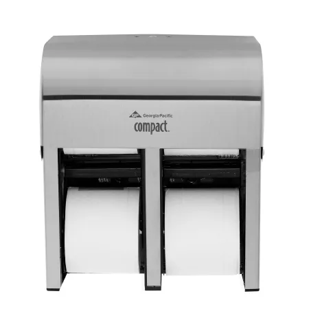 Georgia Pacific - Compact 4-Roll Quad - 56748 - Toilet Tissue Dispenser Compact 4-roll Quad Stainless Touch Free Wall Mount
