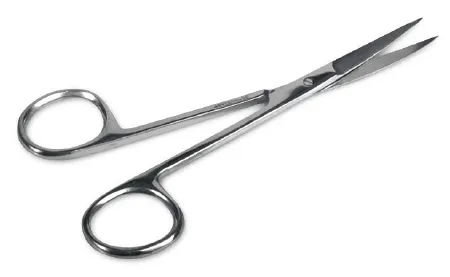 Medline - DYND04025 - Iris Scissors 4-1/2 Inch Length Floor Grade Stainless Steel Sterile Finger Ring Handle Straight Sharp Tip / Sharp Tip