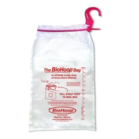 Hartwell Medical - BioHoop - BH 1100H - Reclosable Bag BioHoop 8 X 13-3/4 Inch Plastic Clear Cinchable Strap