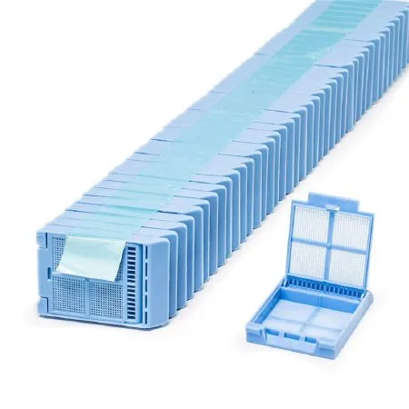 Simport Scientific - M507-6T - Micromesh Biopsy Cassette Quickload 45 Angle Stack -Taped- Acetal Blue Bulk 2000-cs