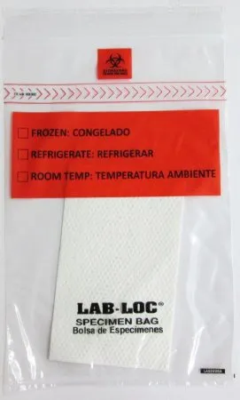 Elkay Plastics - From: LABZ1215BA To: LABZ810BA - Lab Loc Specimen Bags with Removable Biohazard Symbol and Absorbent Pad