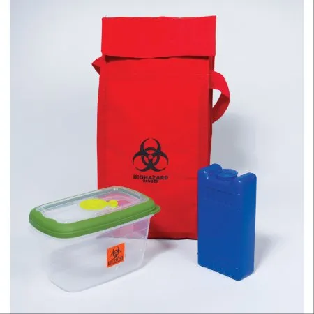 Hopkins Medical Products - Mini - 539658 - Insulated Biohazard Specimen Transport Tote Mini 6-3/4 X 5-3/4 x 10 Inch