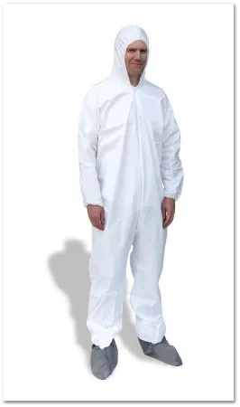 Carter-Health Disposables - CHSMP261-4XL - Cleanroom Coverall With Hood And Boot Covers Suntech 4x-Large White Disposable Nonsterile