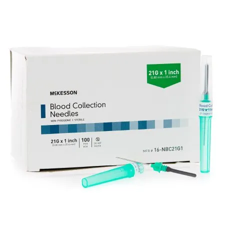 McKesson - 16-NBC21G1 - Blood Collection Needle 21 Gauge 1 Inch Needle Length Conventional Needle Without Tubing Sterile