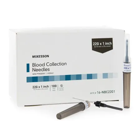 McKesson - 16-NBC22G1 - Blood Collection Needle 22 Gauge 1 Inch Needle Length Conventional Needle Without Tubing Sterile