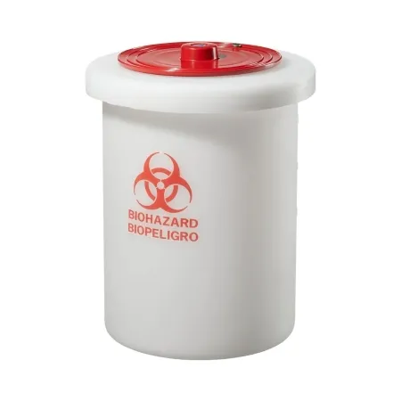 Thermo Scientific Nalge - Nalgene - 6370-0005 - Biohazardous Waste Container Nalgene 11 Inch Outer Diameter X 15 Inch Height White Polypropylene 5 Gal. Capacity