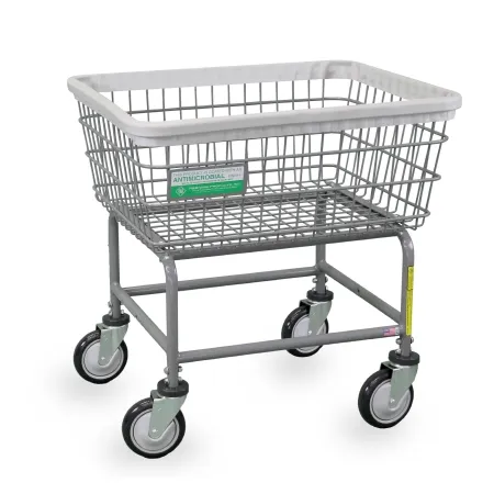 R & B Wire Products - 100E/ANTI - Antimicrobial Heavy Duty Laundry Cart 2.5 Bushel Capacity Steel Tubing 5 Inch Clean Wheel System Casters