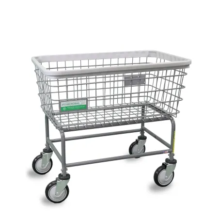 R & B Wire Products - 200F/ANTI - Antimicrobial Laundry Cart 4.5 Bushel Capacity Steel Tubing 5 Inch Clean Wheel System Casters