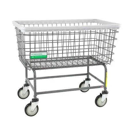 R & B Wire Products - 201H/ANTI - Antimicrobial Laundry Cart 6 Bushel Capacity Steel Tubing 5 Inch Clean Wheel System Casters