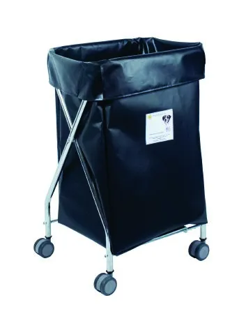 R & B Wire Products - 655BLK - Wide Hamper With Bag 4 Casters 6 Bushel Capacity