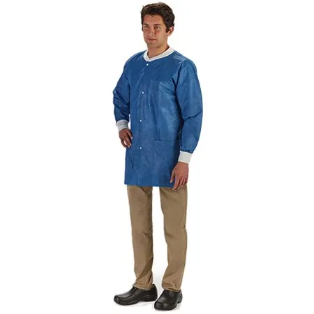 Graham Medical - LabMates - 85190 - Products  Lab Jacket  Blue Large Hip Length Disposable