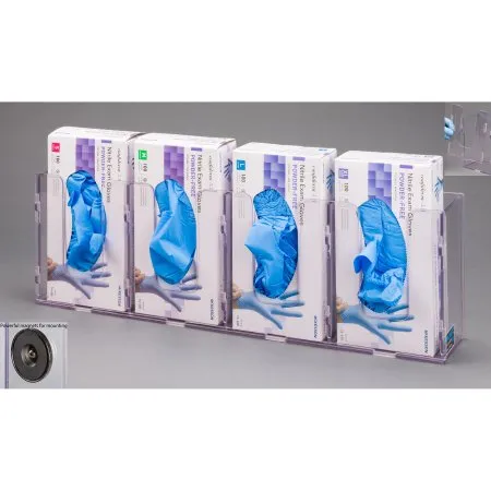 Poltex - 4GBSHORT-M - Glove Box Holder Magnet Mounted 4-Box Capacity Clear 10-1/4 W X 3-3/4 D X 20 H Inch PETG Plastic