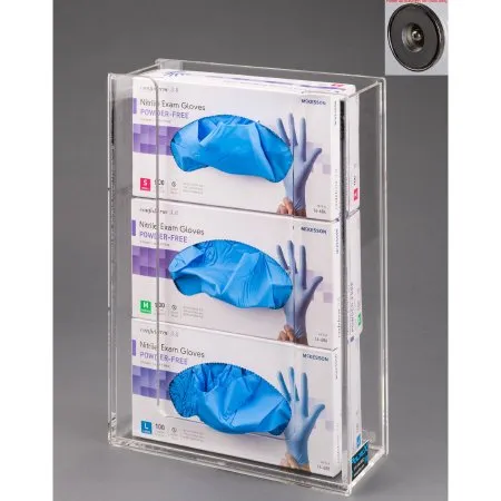 Poltex - ACGB3-M - Glove Box Holder Magnet Mounted 3-Box Capacity Clear 10-1/4 W X 3-3/4 D X 15 H Inch Acrylic