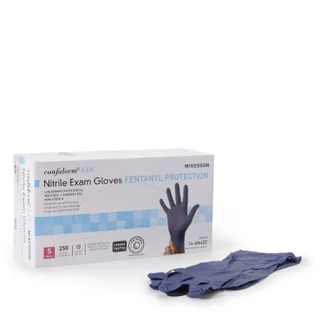 McKesson - McKesson Confiderm LDC - 14-6N42C - Exam Glove McKesson Confiderm LDC Small NonSterile Nitrile Standard Cuff Length Fully Textured Blue Chemo Tested / Fentanyl Tested