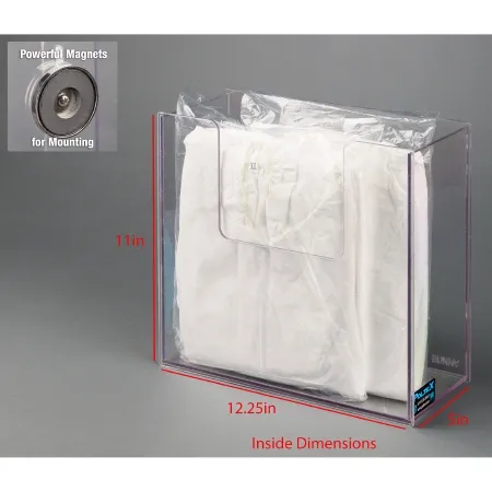 Poltex - BUNNY-M - Coveralls Dispenser Magnetic Mount Clear 5 X 11 X 12-1/4 Inch PETG Plastic
