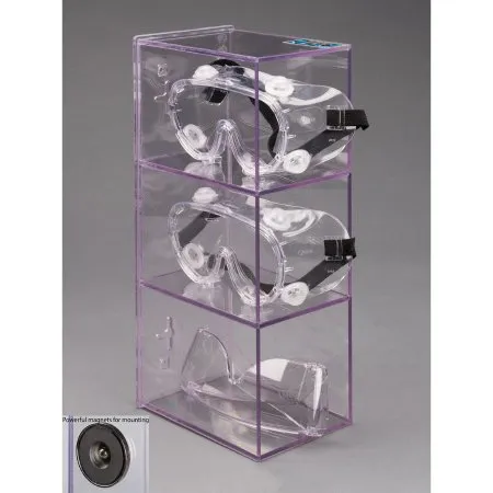 Poltex - GOGGLE3-M - Goggle Dispenser Magnetic Mount 3 Goggle Capacity Clear 4 X 6 Inch PETG Plastic