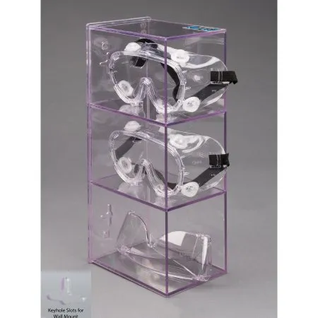 Poltex - GOGGLE3-W - Goggle Dispenser Wall Mount 3 Goggle Capacity Clear 4 X 6 Inch PETG Plastic