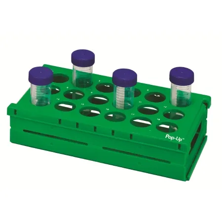 Heathrow Scientific - HS24319 - Pop-up Test Tube Rack 18 Place 50 Ml Tube Size Green 72 X 137 X 255 Mm Expanded