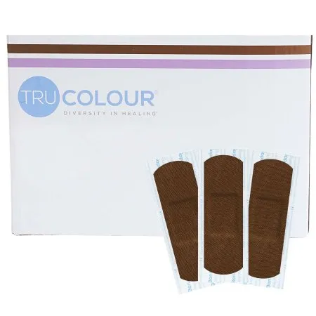 Tru-Colour Products - TCB-PB1500 - Tru Colour Adhesive Strip Tru Colour 1 X 3 Inch Fabric Rectangle Dark Brown Sterile