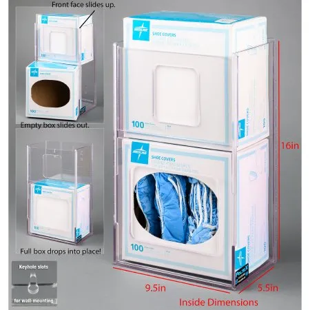 Poltex - SHOECOV2VM-W - Shoe Cover Holder Poltex Magnet Mount 2-boxes Of Shoe Covers Clear 16 X 5-1/2 X 9-1/2 Inch Petg