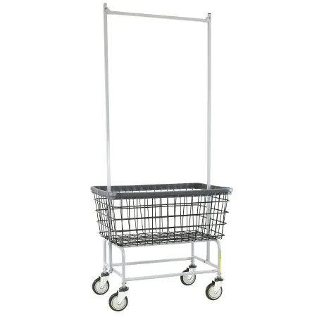 R & B Wire Products - Dura-Seven - 200F56/D7 - Laundry Cart With Double Pole Rack Dura-seven 4.5 Bushel Capacity Steel Tubing 5 Inch Clean Wheel System Casters