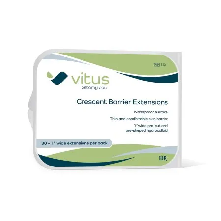 HR Pharmaceuticals - 513 - Vitus Ostomy Cresent Barrier Extensions 30 count Curved Conforming Adhesive Strips Water Resistant Soft-Moldable Material Latex-Free 1500units-cs