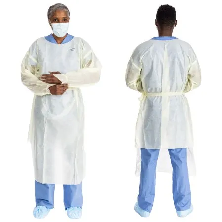 O & M Halyard - Halyard Basics - 43008 - O&M Halyard  Protective Procedure Gown  Large Yellow NonSterile AAMI Level 2 Disposable