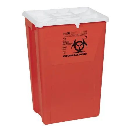 Medline - PG-II - MDS705218 - Biohazard Waste Container PG-II Red Base 10.895 X 10.895 X 10.895 Inch Horizontal / Vertical Entry 18 Gallon
