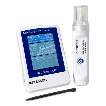McKesson - MCKSL2021 - Datalogging Refrigerator / Freezer Thermometer With Alarm Mckesson Fahrenheit / Celsius Ambient -40 To +125°c (-40°f To 257°f) / Sensor -40° To 50°c (-40°f To 122°f) Glycol Probe Ac Adaptor / Battery Backup