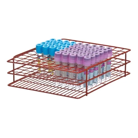Market Lab - 2434-RD - Wire Rack / Jumbo Test Tube Rack 120 Place 16 Mm Tube Size Red 2-1/2 X 7-3/4 X 9-1/4 Inch