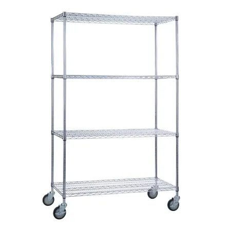 R & B Wire Products - LC243672 - Linen Cart 4 Shelves 1000 Lb. Weight Capacity Wire 5 Inch Casters, 2 Locking