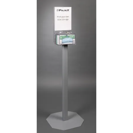 Poltex - MASKBXLOK1-2STL-SLV - Mask Dispenser Poltex Floor Stand 1-box Capacity Clear 5 X 7-3/4 Inch Petg / Steel